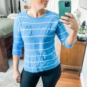 Vineyard Vines Women’s Wool & Cashmere Blend Pullover Blue White Striped Sweater